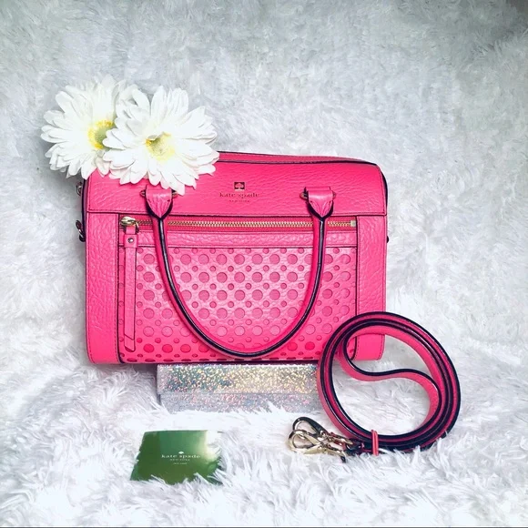 NWOT! Kate Spade | Delaney Perri Lane Bubbles Peony Pink Leather Satchel - Picture 13 of 16